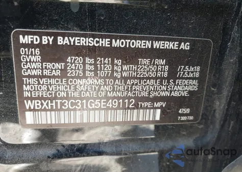 2016 BMW X1 xDrive28I z USA, uszkodzony, nr VIN WBXHT3C31G5E49112